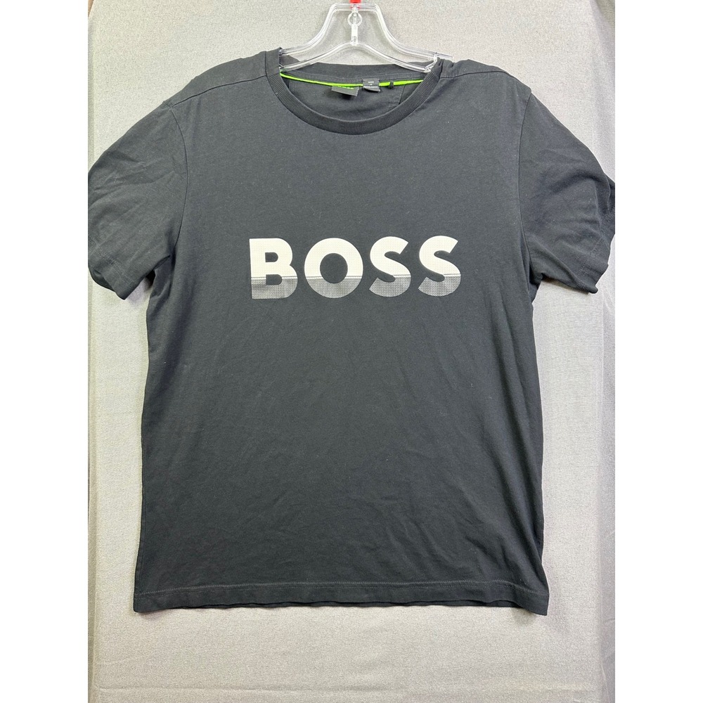 Hugo Boss Men's Black Graphic Logo T-Shirt Short Sleeve Crew Neck Size S‎
